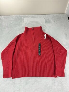 Banana Republic Red Half Zip Sweater Large